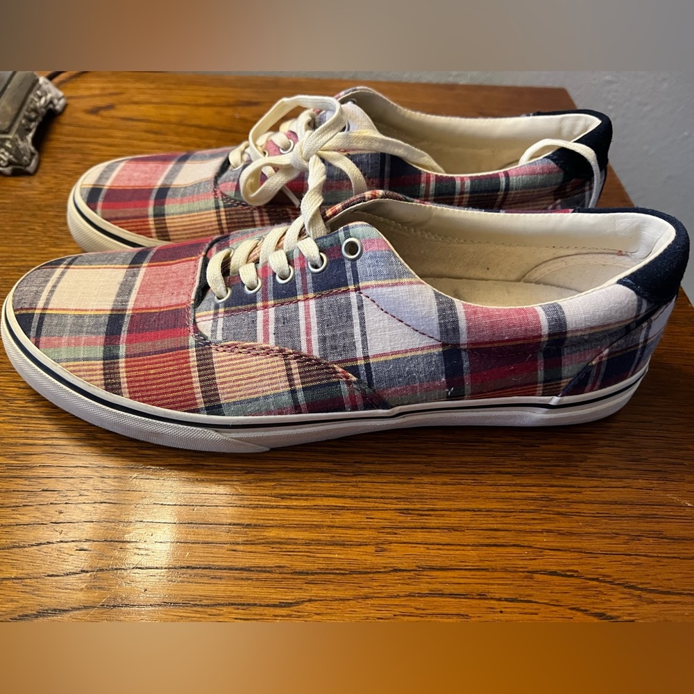 Madras plaid thorton 3 sneaker by Polo size 10.5 - Picture 2 of 6